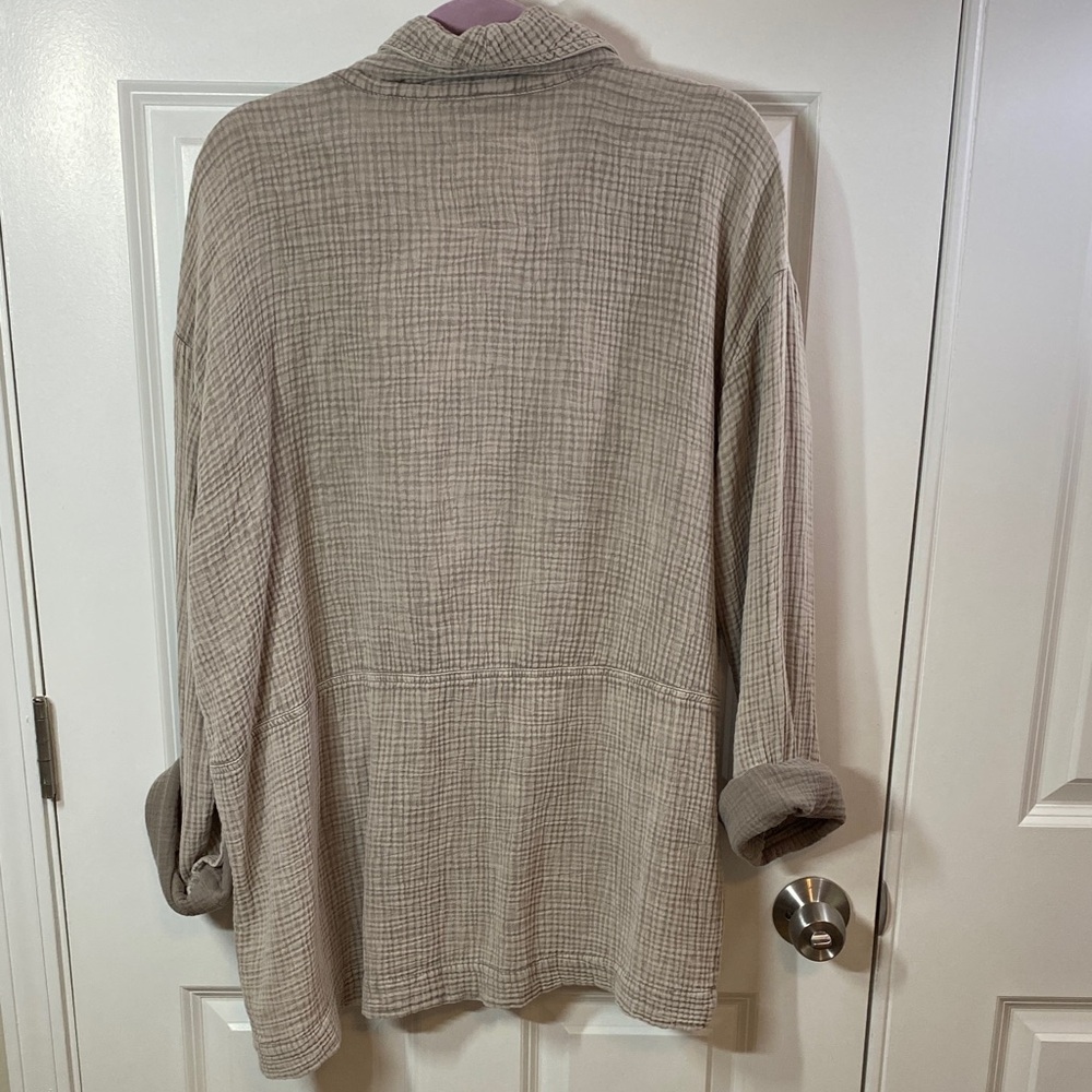 Peace Love World Beige 100% Cotton Gauze Blazer - Picture 5 of 5
